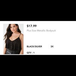 PLUS SIZE METALLIC BLACK BODY SUIT